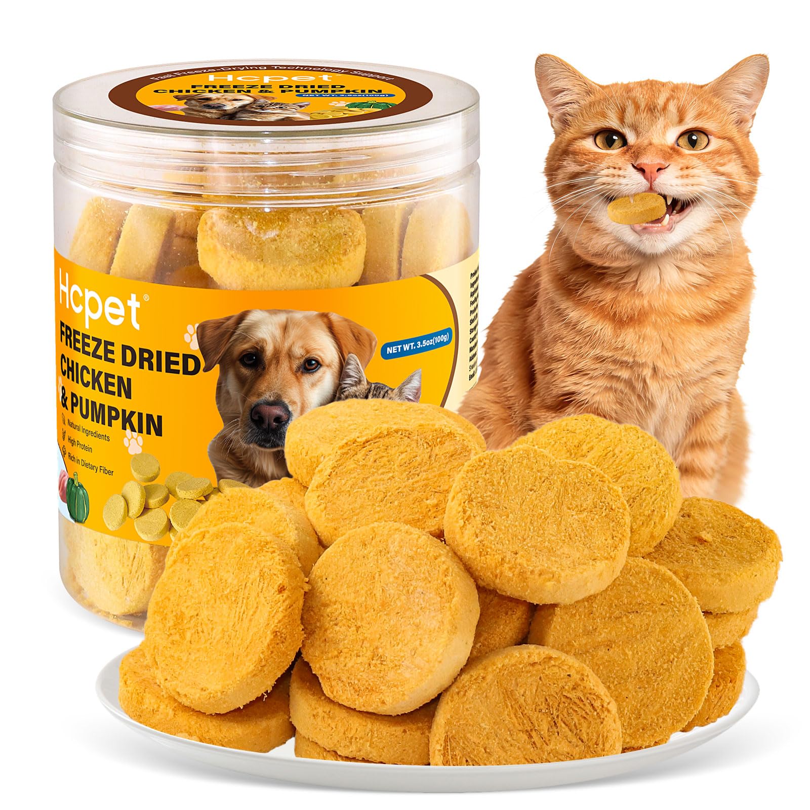 Freeze Dried Chicken & Pumpkin Cats Dogs Treats, Limited Ingredients Natural Snacks for Gut Health & Digestion 100g