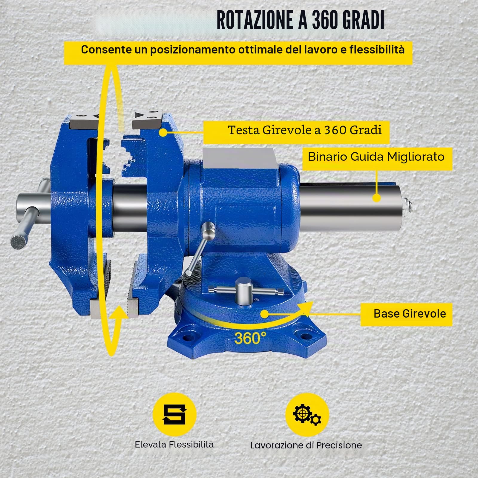 BestEquip Morsa da Banco Multiuso 6 Pollici 150mm Morsa da Banco Girevole in Ghisa Morsa Multiuso con Base Girevole 360 Gradi