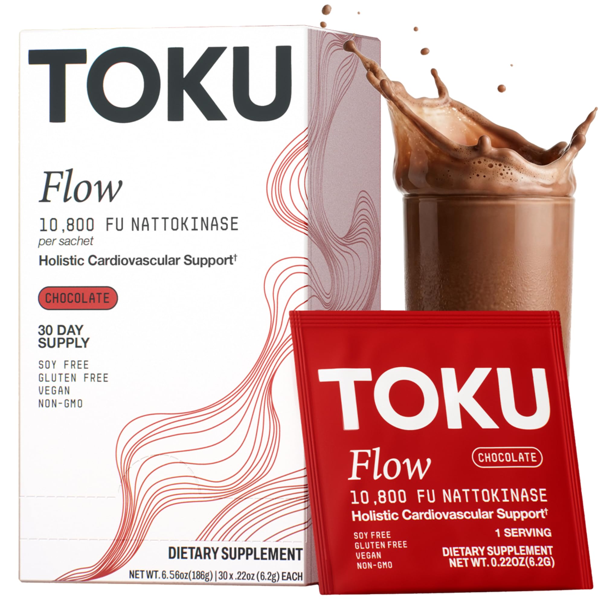Toku Nattokinase 10,800 FU Heart Supplement Powder | Chocolate 30 Servings