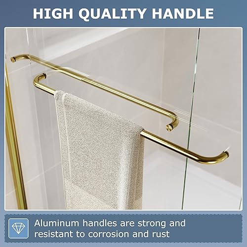 Miniatura 93 de SUNNY SHOWER B020, puertas de regadera deslizantes sin marco (56 - 60 x 72 pulgadas), cristal de 1/4 pulgada, acabado cromo