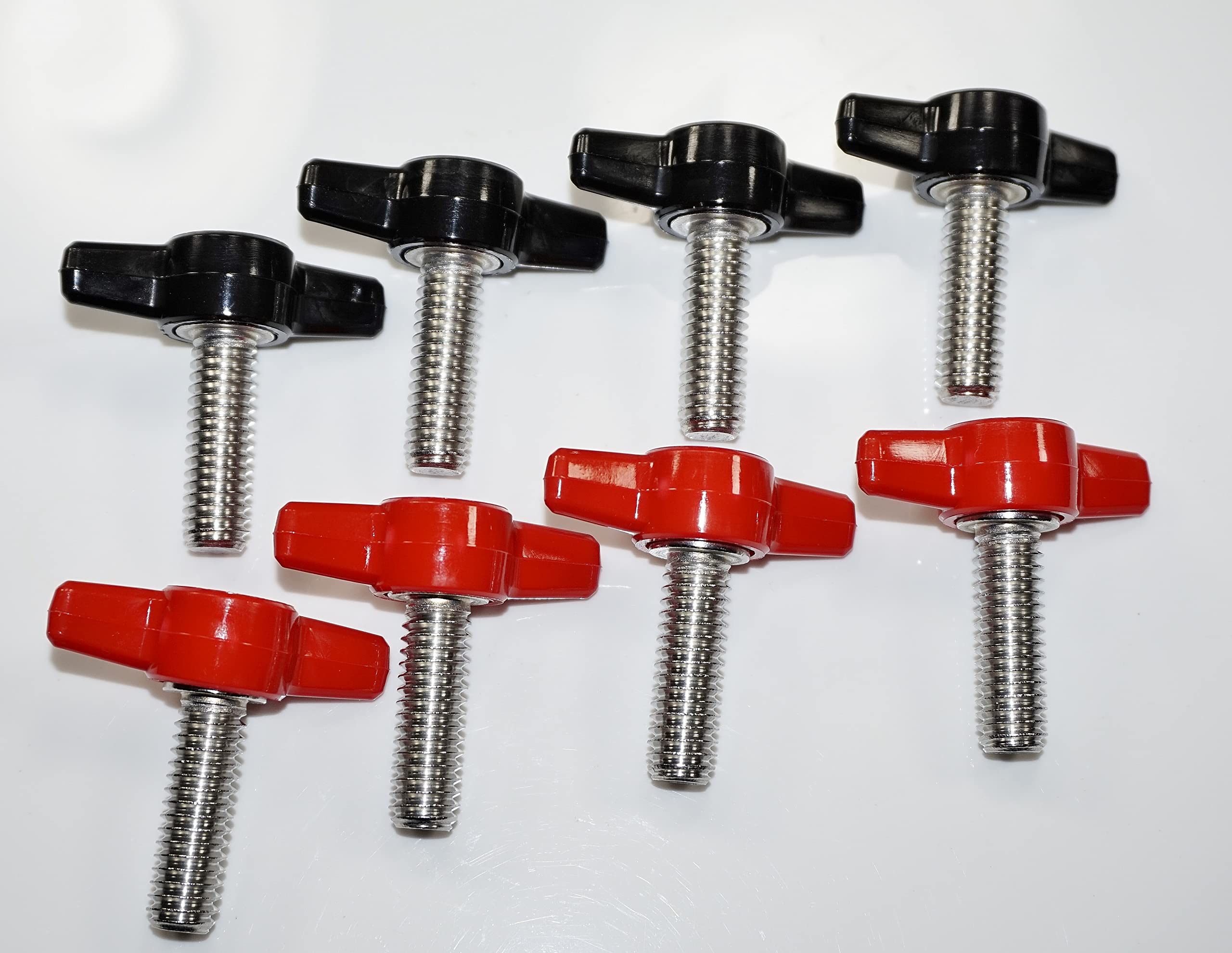 5/16”-18 x 3/4" Thumb Screw Stainless Steel Red/Black Thumbscrews Tee Wing Thumb Screws Coarse Threads Plastic Knob Thumbscrew Stud 3/4" - Built in