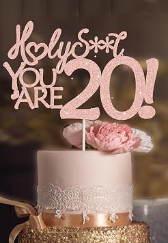 20th Birthday Cake Toppers for girl, 20th birthday decorations, Happy 20th Cake Topper, 20 cake toppers, 20th Pink Birthday Cake Topper, 20 Decorations for Cake, 20 Birthday Decorations