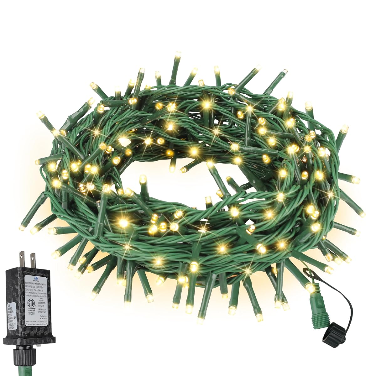 ASENEK Christmas String Lights 33ft 100 LED Warm White 8 Modes with Timer