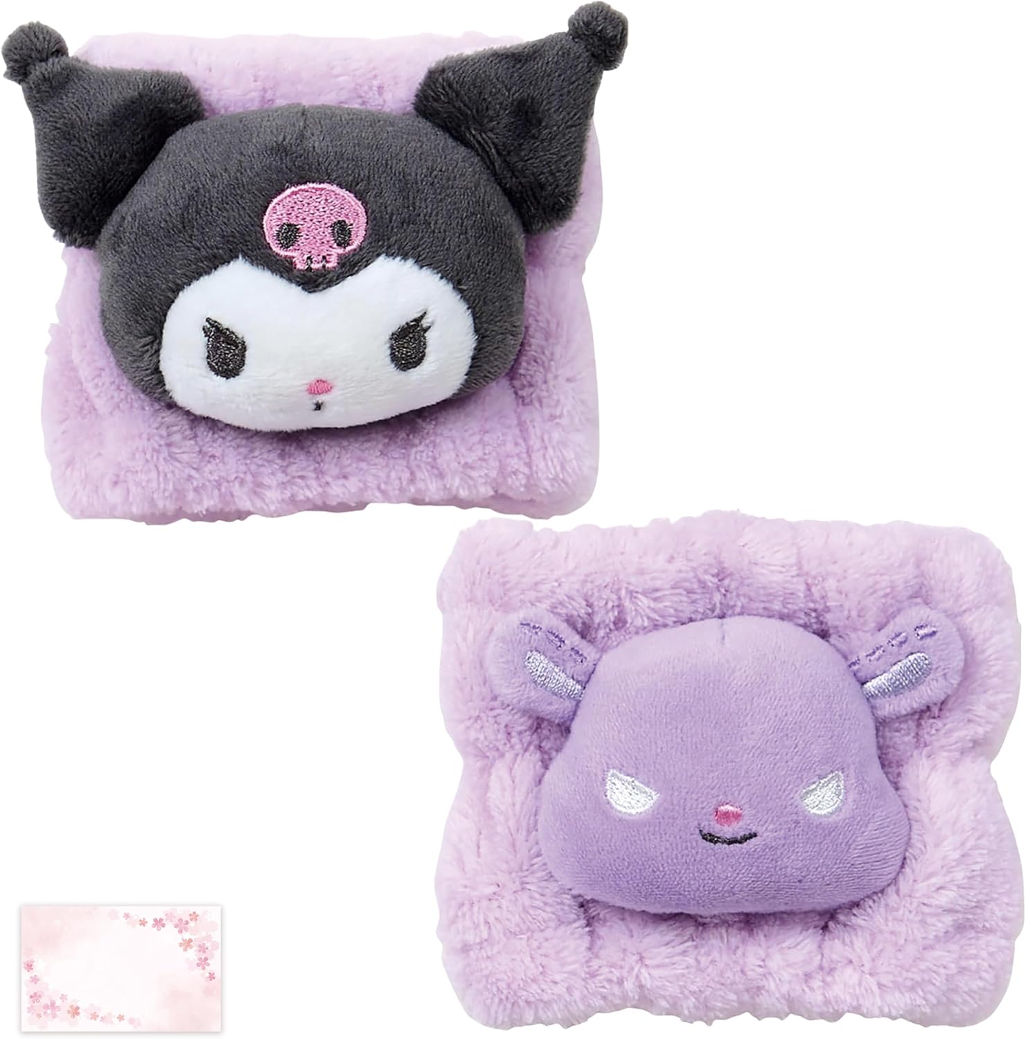 SanrioOriginal Cute Character Wrist Bands for Washing Face Wash Towel Band (Kuro-mi) (Japan Import) - Includes Cherry Blossom Message Card