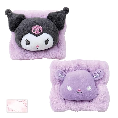 SanrioOriginal Cute Character Wrist Bands for Washing Face Wash Towel Band (Kuro-mi) (Japan Import) - Includes Cherry Blossom Message Card - Kuro-mi