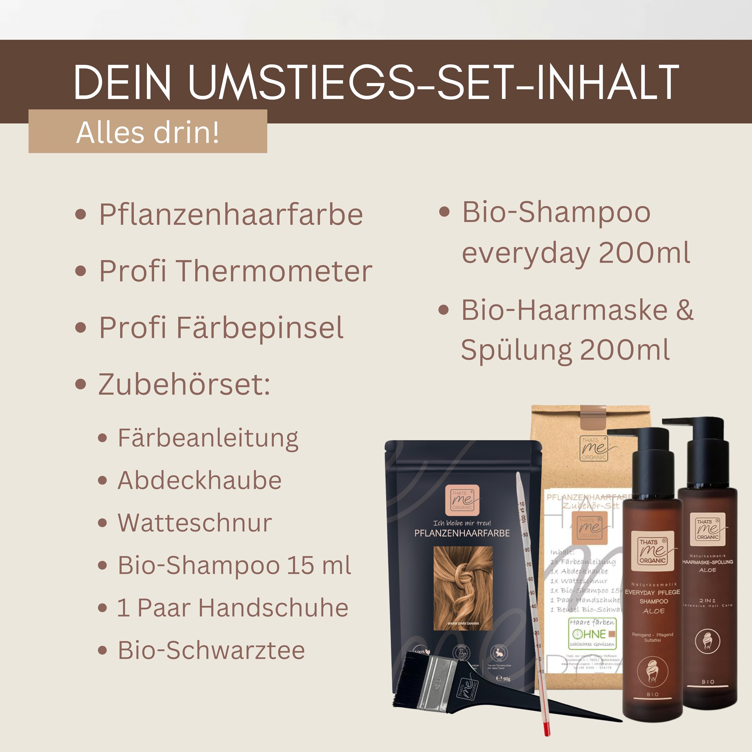 Thats me Organic® Profi Pflanzenhaarfarbe Komplettset (warm dark sahara blond) – Bio Haarfarbe ohne Chemie – Haarfarbe für gesundes Haarefärben auch während Schwangerschaft und Stillzeit
