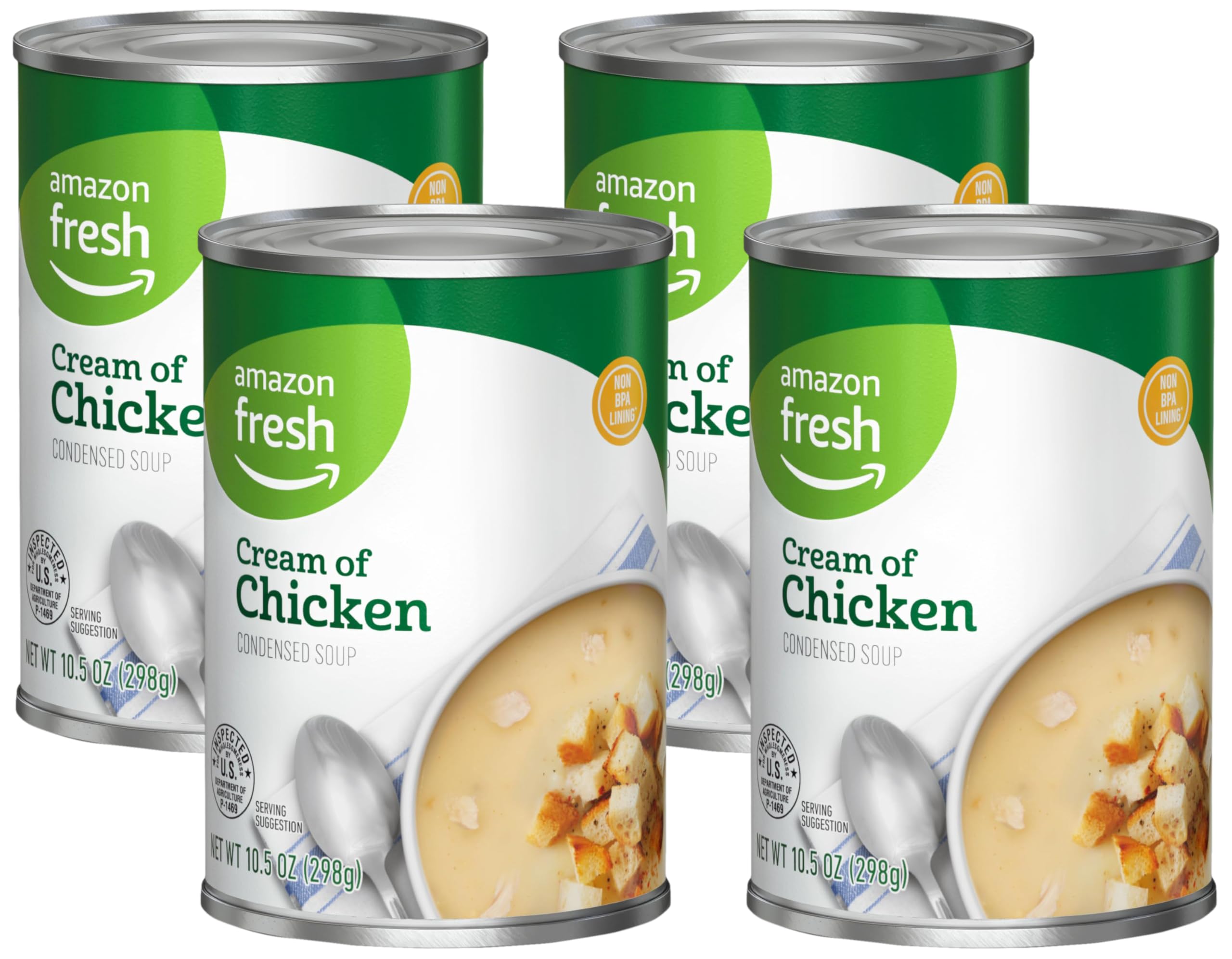 Amazon Fresh, Condensed Cream Of Chicken Soup, 10.5 Oz (Previously Happy Belly, Packaging May Vary) (Pack of 4)