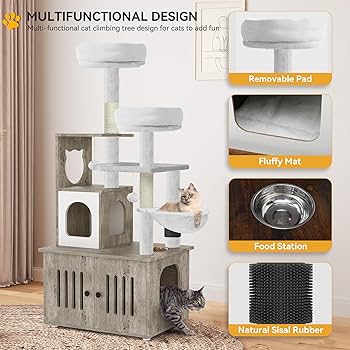 Shamrock ★ Cat  Amazon.com: YITAHOME Cat Tree with Litter Box Enclosure, 2