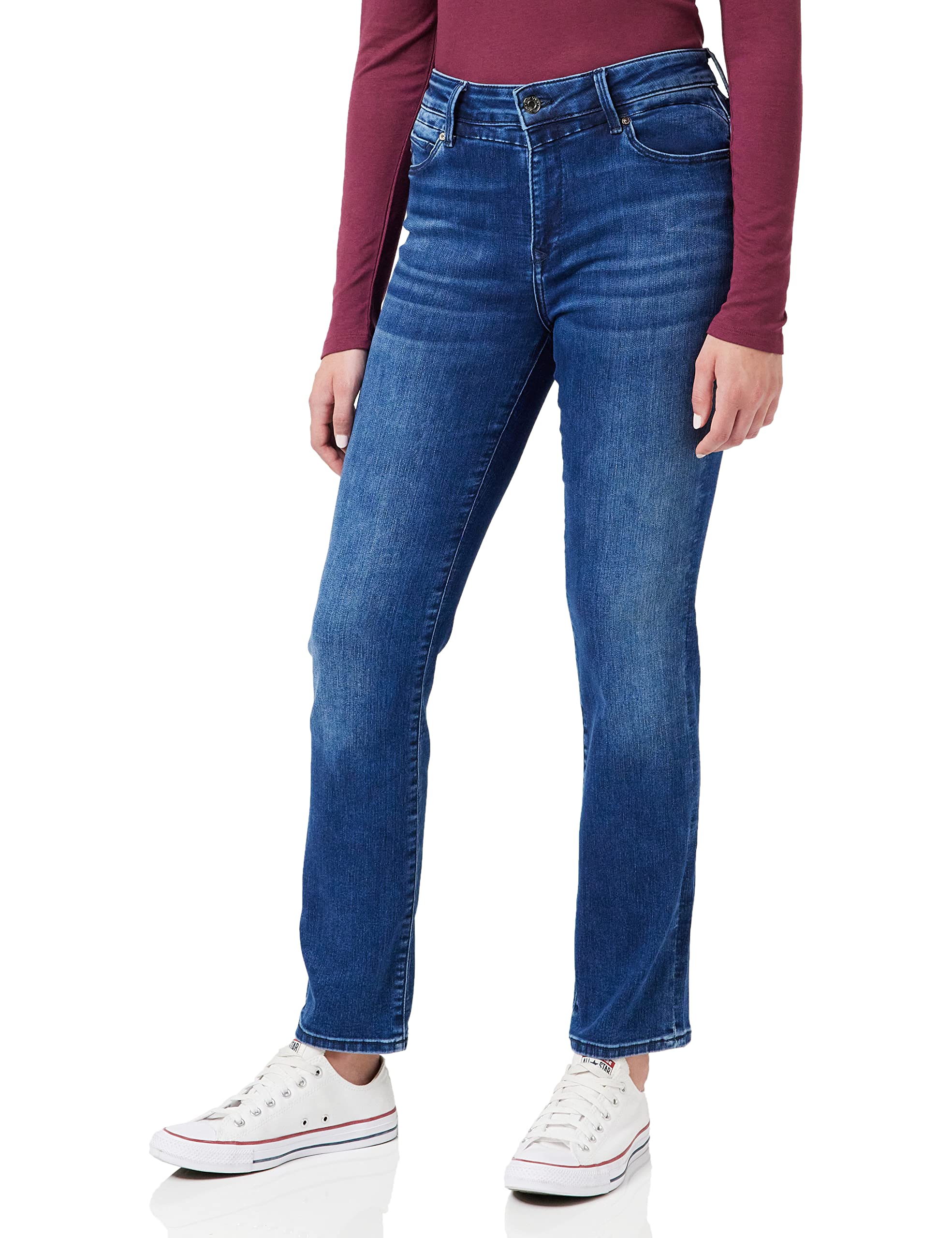 Mavi Women's Kendra Straight Jeans, Indigo Blue Sateen Str, 29W x 32L