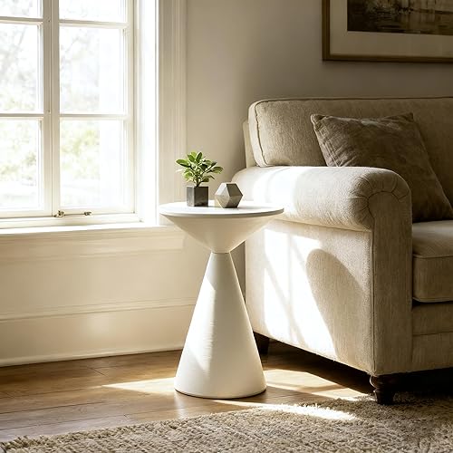 Miniatura 6 de Mesa de bebida pequeña, mesa redonda de Martini, mesa auxiliar de tambor, mesa de acento de metal, para sala de estar, dormitorio, arena