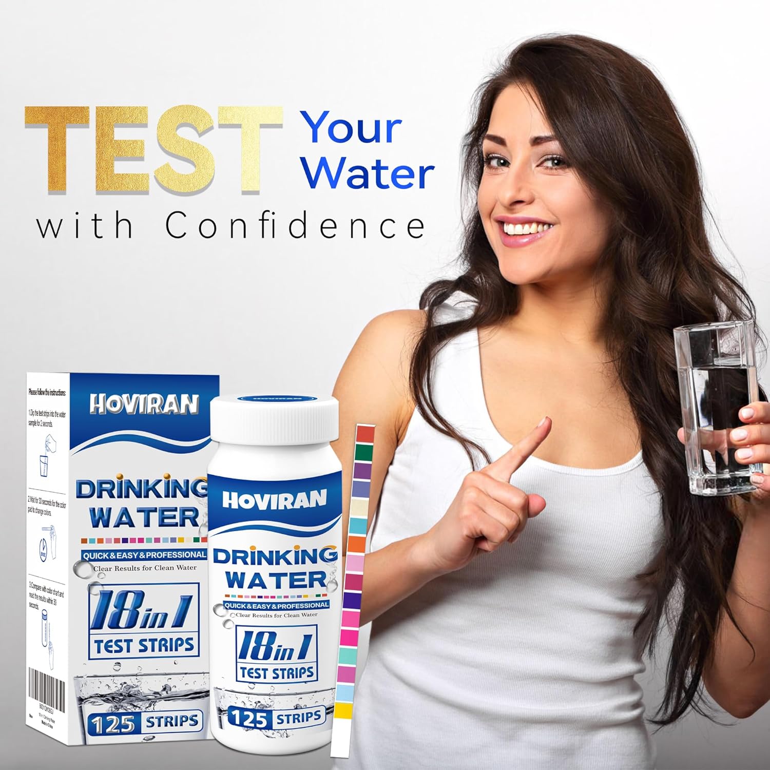 18 in 1 Drinking Water Test Kit,125 Strips Water Chemical Testing for Home Tap and Well Water, Accurate Testing for Chlorine,Nitrate, Lead, Hardness, Fluoride, Iron, Copper, pH & More - Image 6