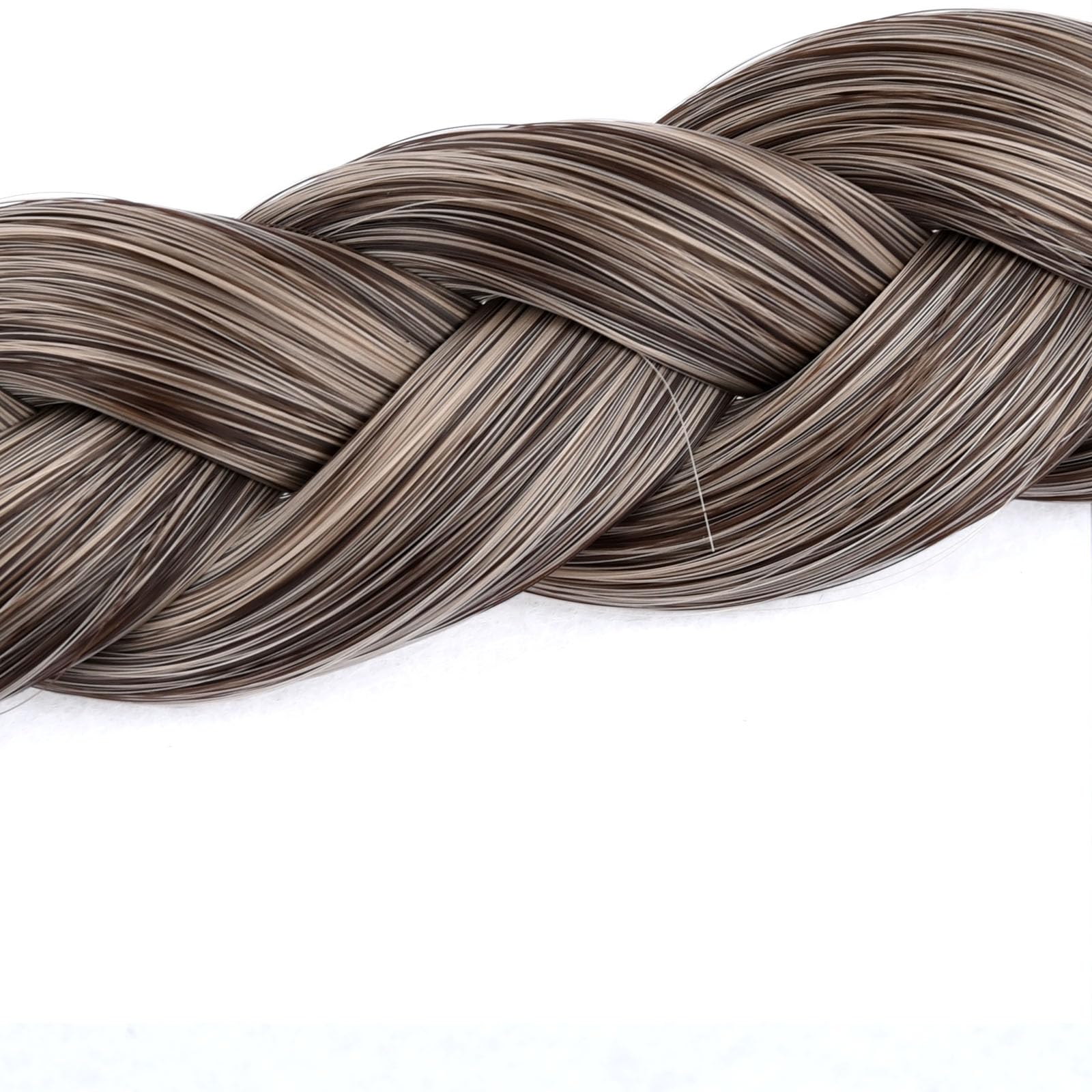 BOBIYA 3 Strand Synthetic Hair Braided Headband Classic Chunky Wide Plaited Braids Elastic Stretch Hairpiece for Women Girl Beauty Accessory (Dark Ash Brown) - Image 3