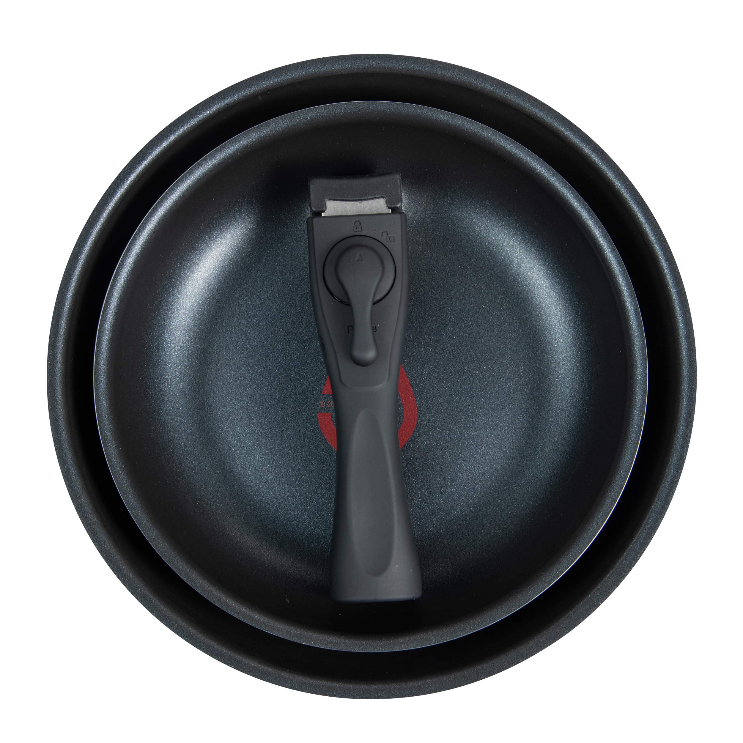 BERGNER - Set 3 Pcs Poêles à frire (22+26 cm) avec Poignée amovible - Aluminium pressé & Heat Dot - Revêtement essentiel ILAG - Noir
