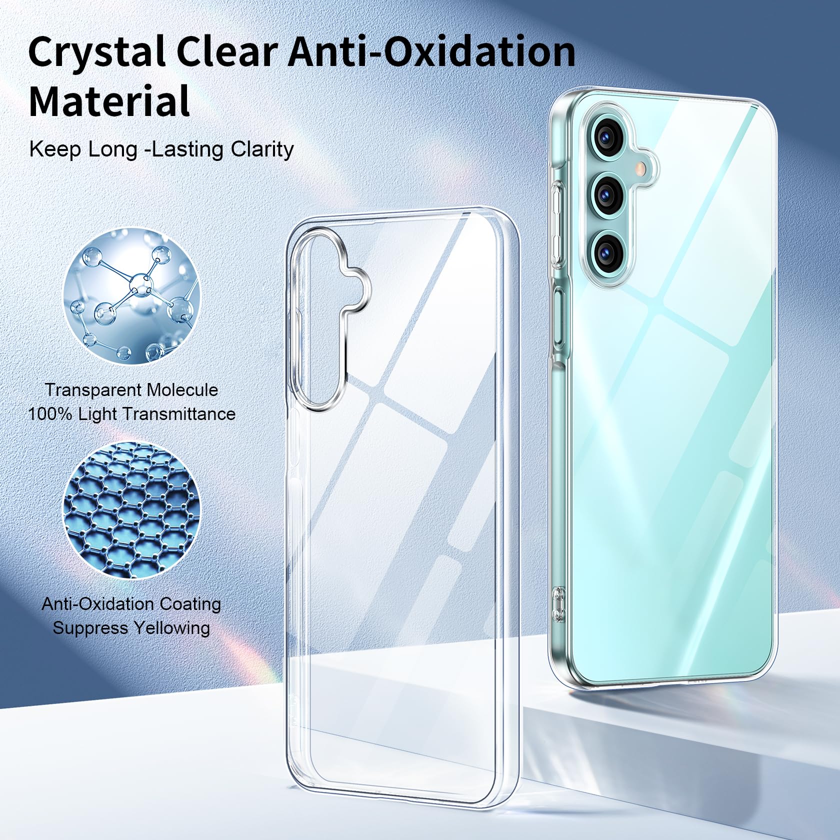 FLLAO Cover Compatibile con Samsung Galaxy A16 5G/4G con 3 Pellicola Vetro Temperato, Custodia Trasparente Ultra Sottile Silicone TPU Morbido Case Protettivo Trasparente