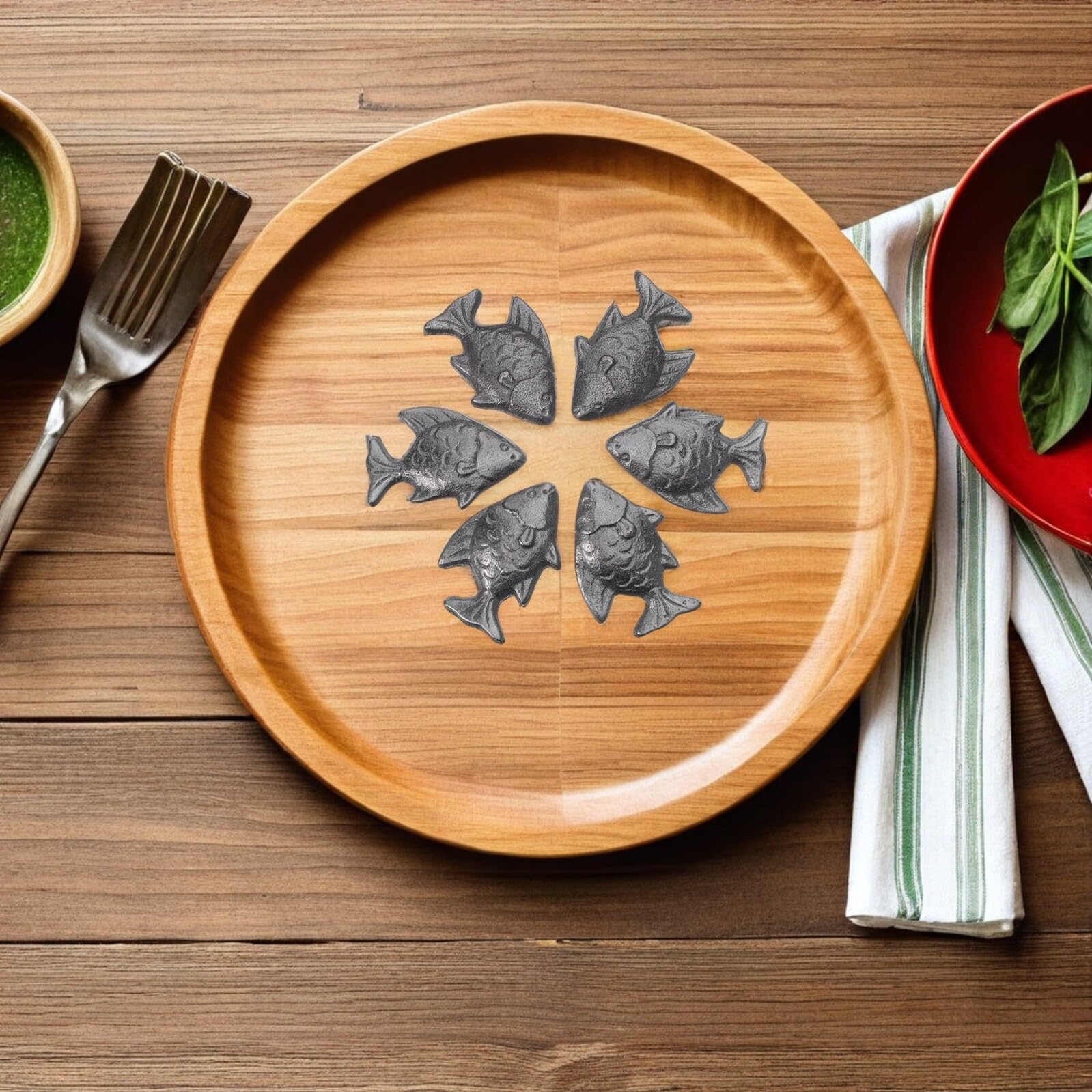 Pesce di Ferro Naturale Set 6 Pezzi per Cucina, Integratore di Ferro Attrezzo per Cottura per Vegetariana Versatile Adatto a Sportivi e Gravidanza