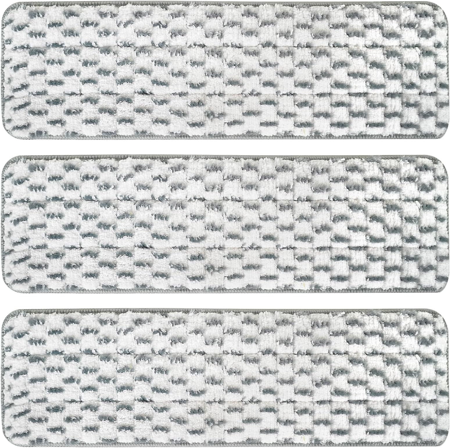 3 Pack Microfiber Cleaning Pads for Bona Mop for White Gray 18 inches, Reusable Microfiber Mop Pads for 18 Inch Mop, Hardwood Floor Replacement Cleaning Mop Pads, Machine Washes