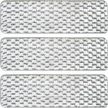 3 Pack Microfiber Cleaning Pads for White Gray 18 inches, Reusable Microfiber Mop Pads for 18 Inch Mop, Hardwood Floor Replacement Cleaning Mop Pads, Machine Washes