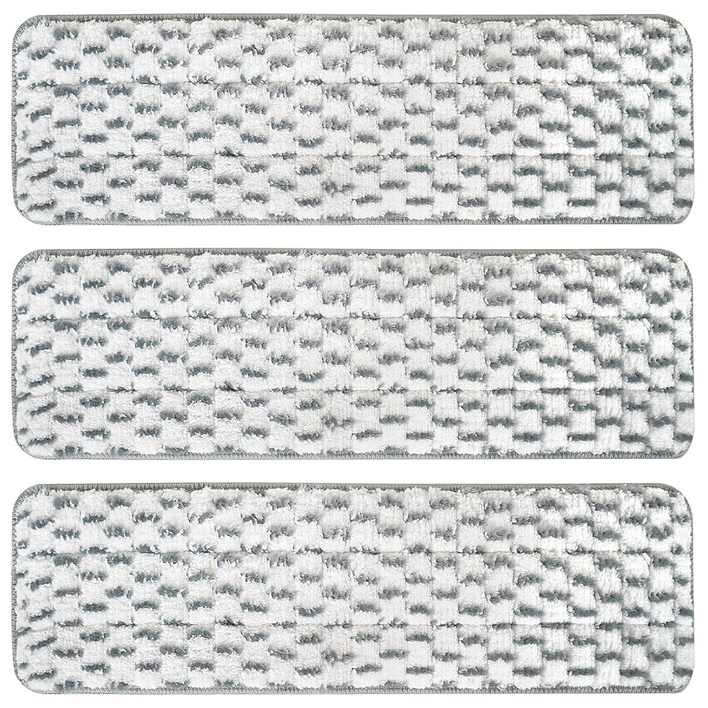 3 Pack Microfiber Cleaning Pads for Bona Mop for White Gray 18 inches, Reusable Microfiber Mop Pads for 18 Inch Mop, Hardwood Floor Replacement Cleaning Mop Pads, Machine Washes