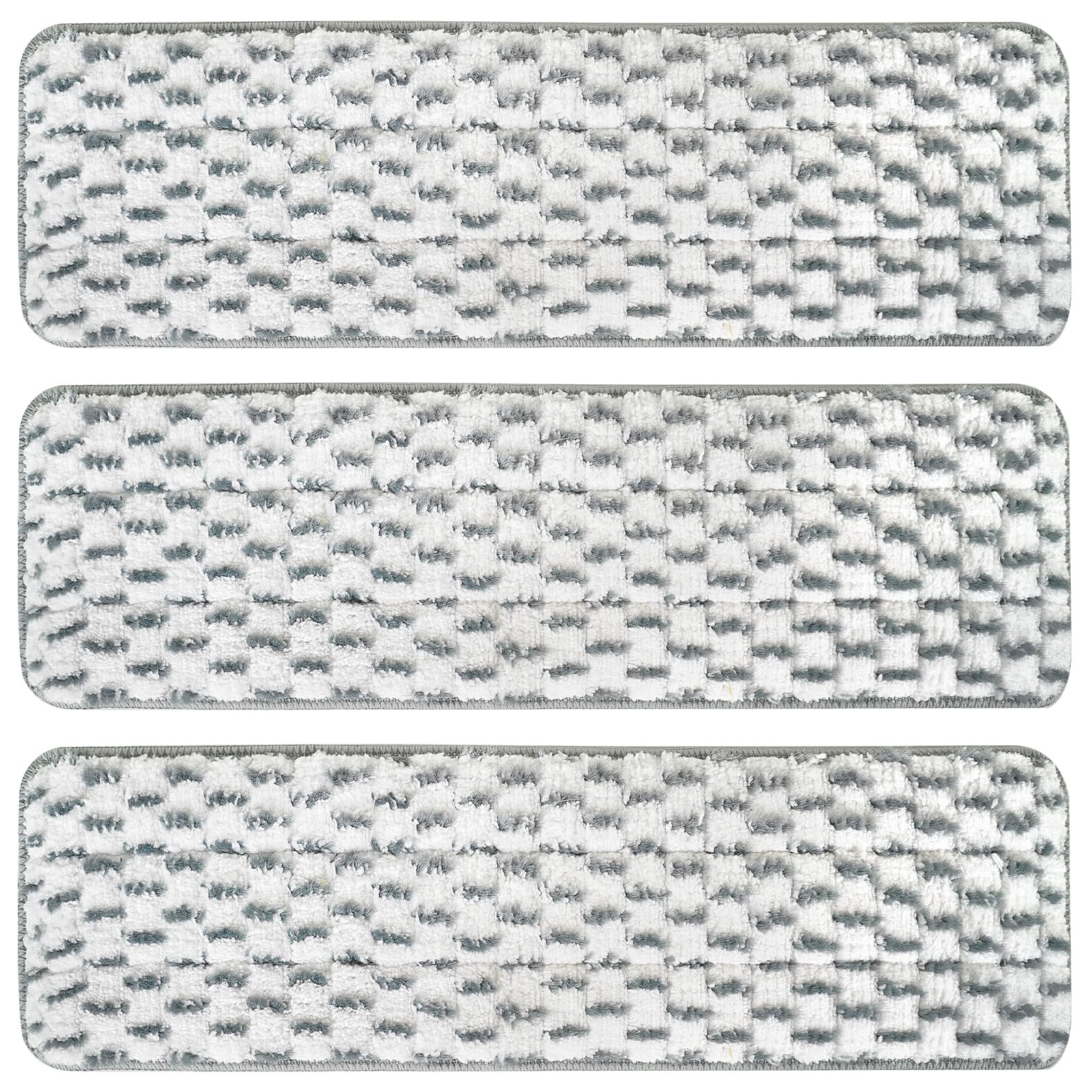 Paquete de 3 almohadillas de limpieza de microfibra para mopa Bona para mopa blanca y gris de 18 pulgadas, almohadillas de microfibra reutilizables para fregona de 18 pulgadas, almohadillas de