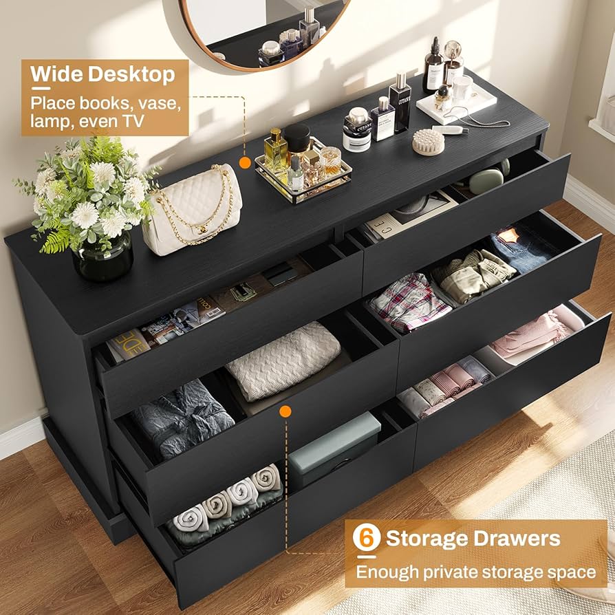 Drawer ドゥロワー 別注 traditional wetherwear Amazon.com: Hasuit 6 Drawer Double Dresser, 51.5''W Wooden
