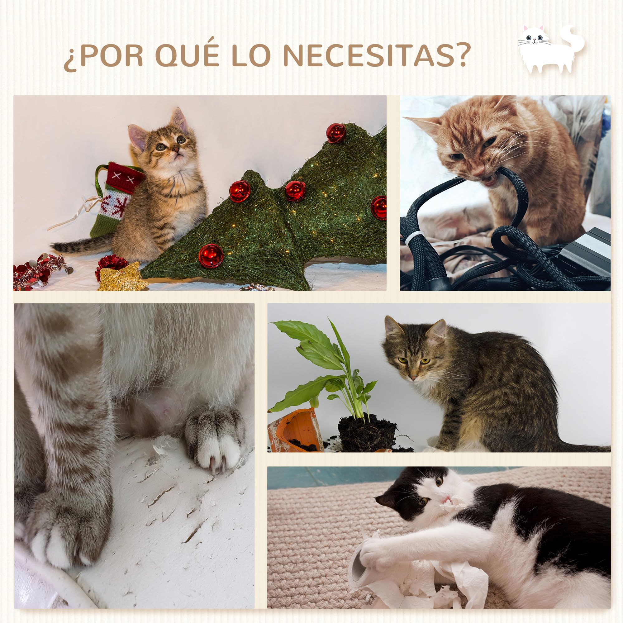 PawHut Mensole per gatti a parete 3 pezzi amaca scala gatti grandi grigio