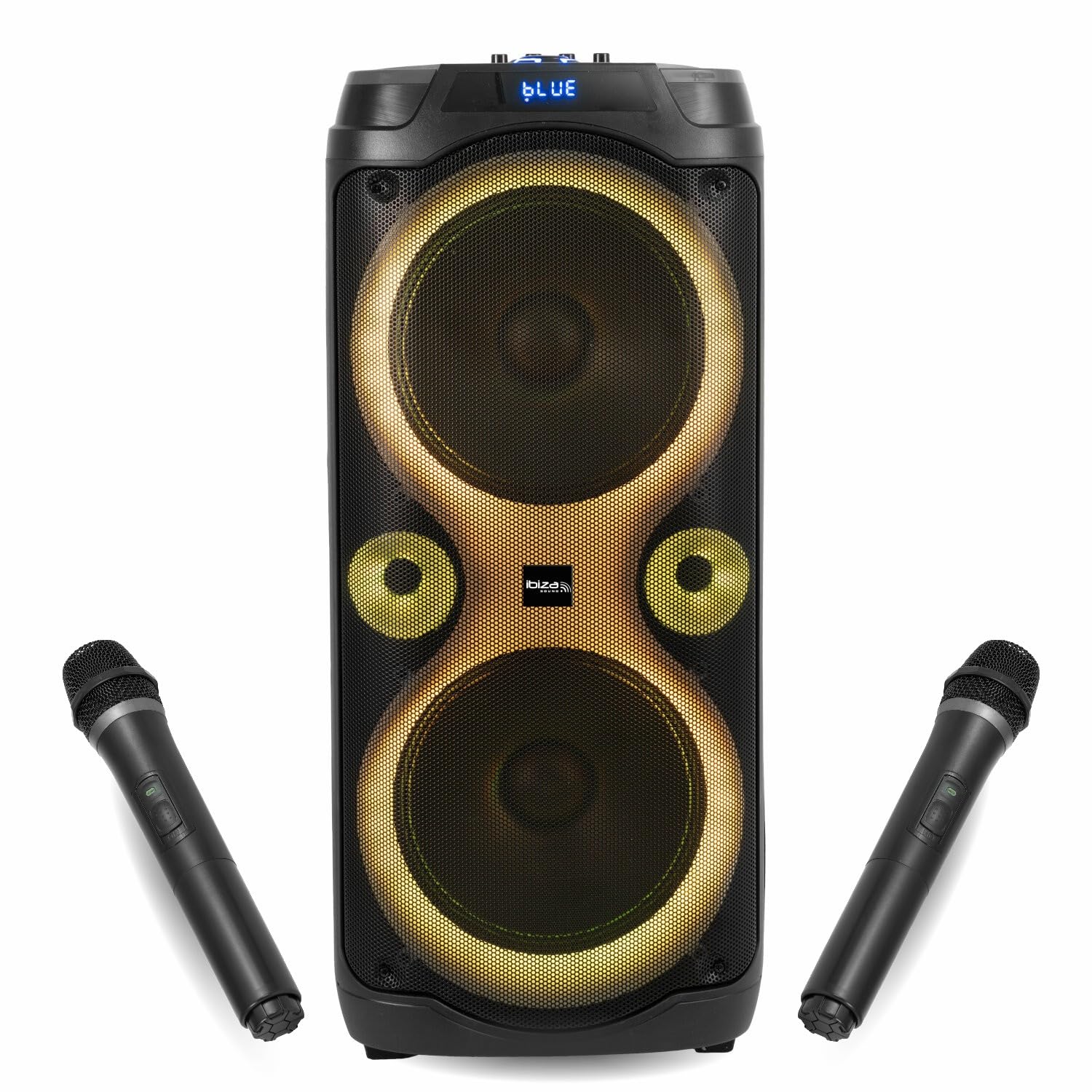 Ibiza Sound - Pack Enceinte Karaoké Columba-Karaoke 1000W USB Bluetooth TWS - 2 Micros sans Fil - Effet Astro LED 6 Couleurs - Soirée