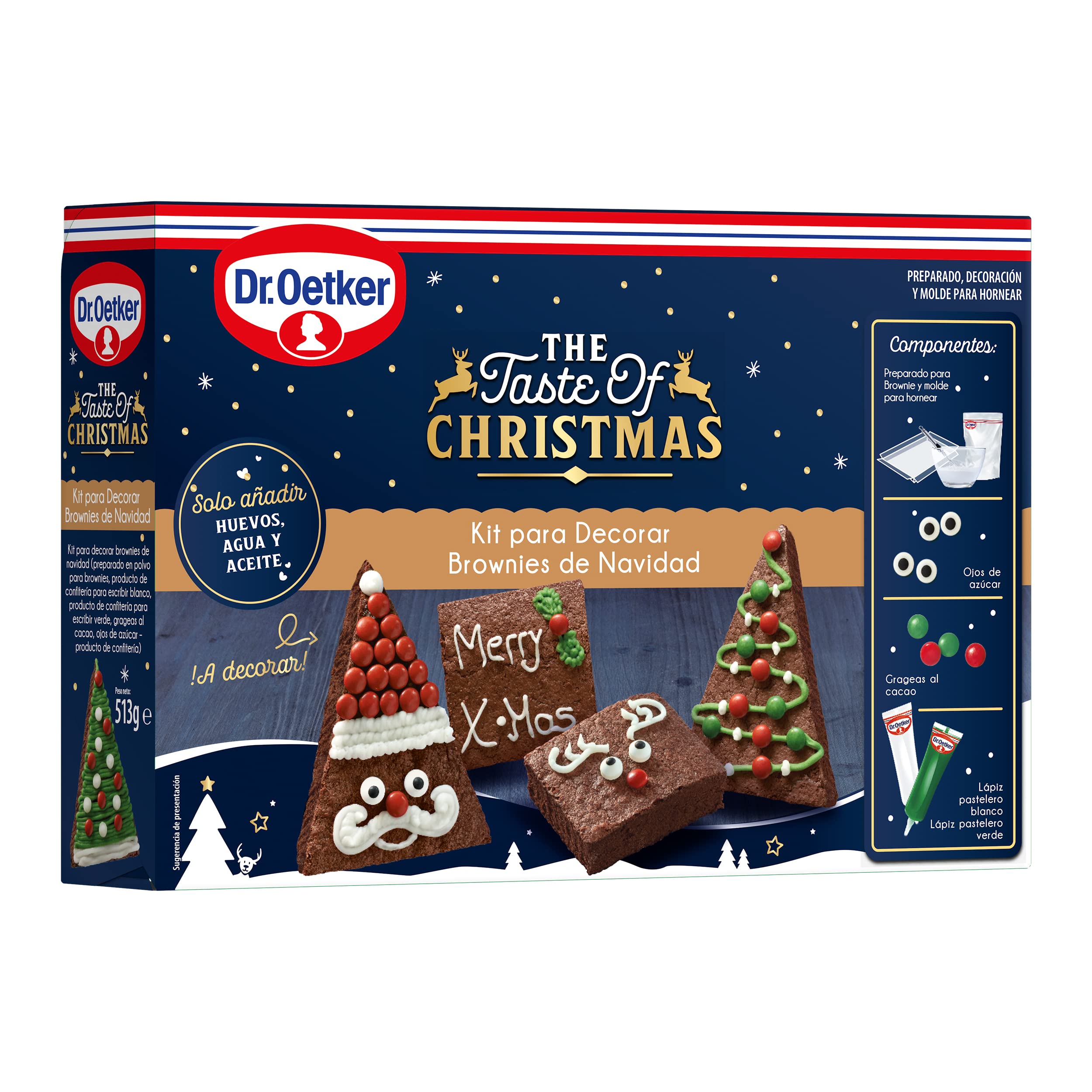 DR. OETKER Kit Brownies Navidad 513 g Intenso Sabor a Chocolate