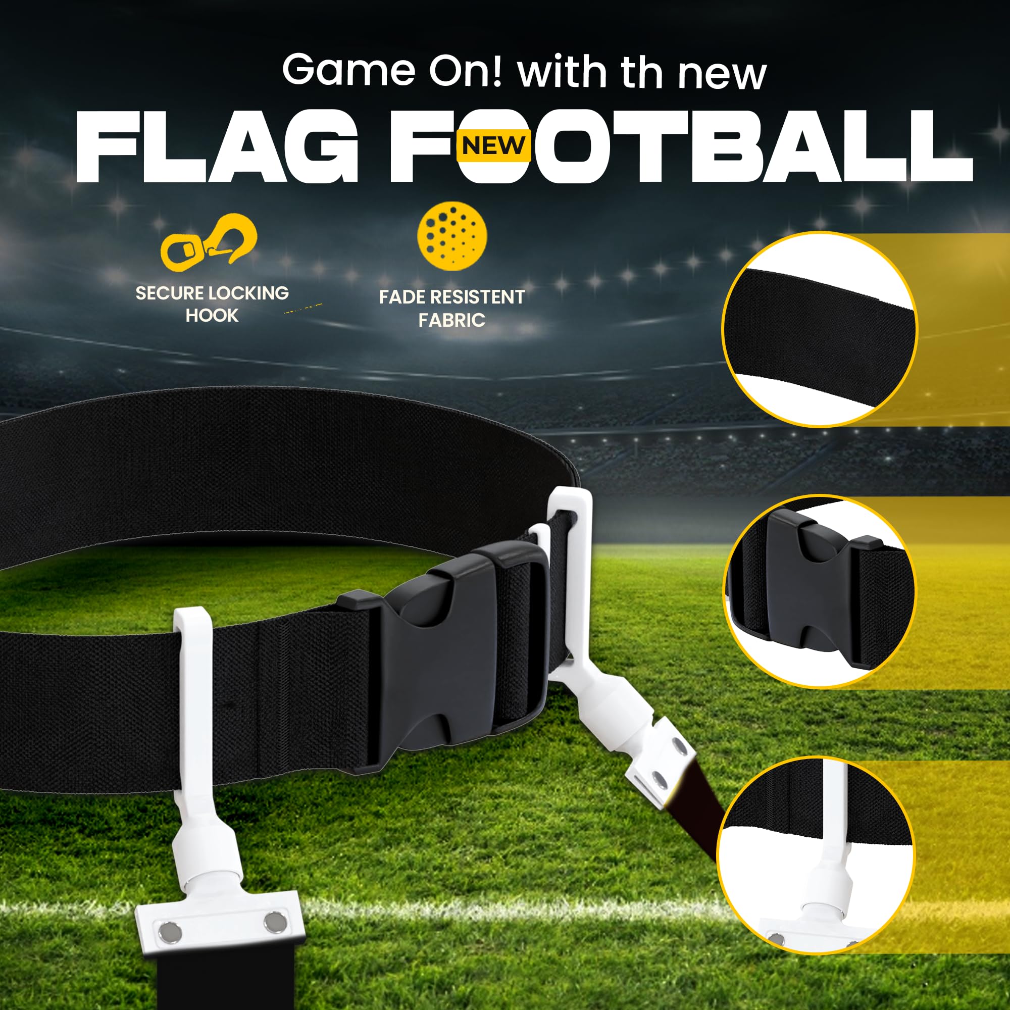 Juego completo de 6 banderas de fútbol con bandera pop (10 jugadores/12 jugadores/14 jugadores), cinturones y banderas