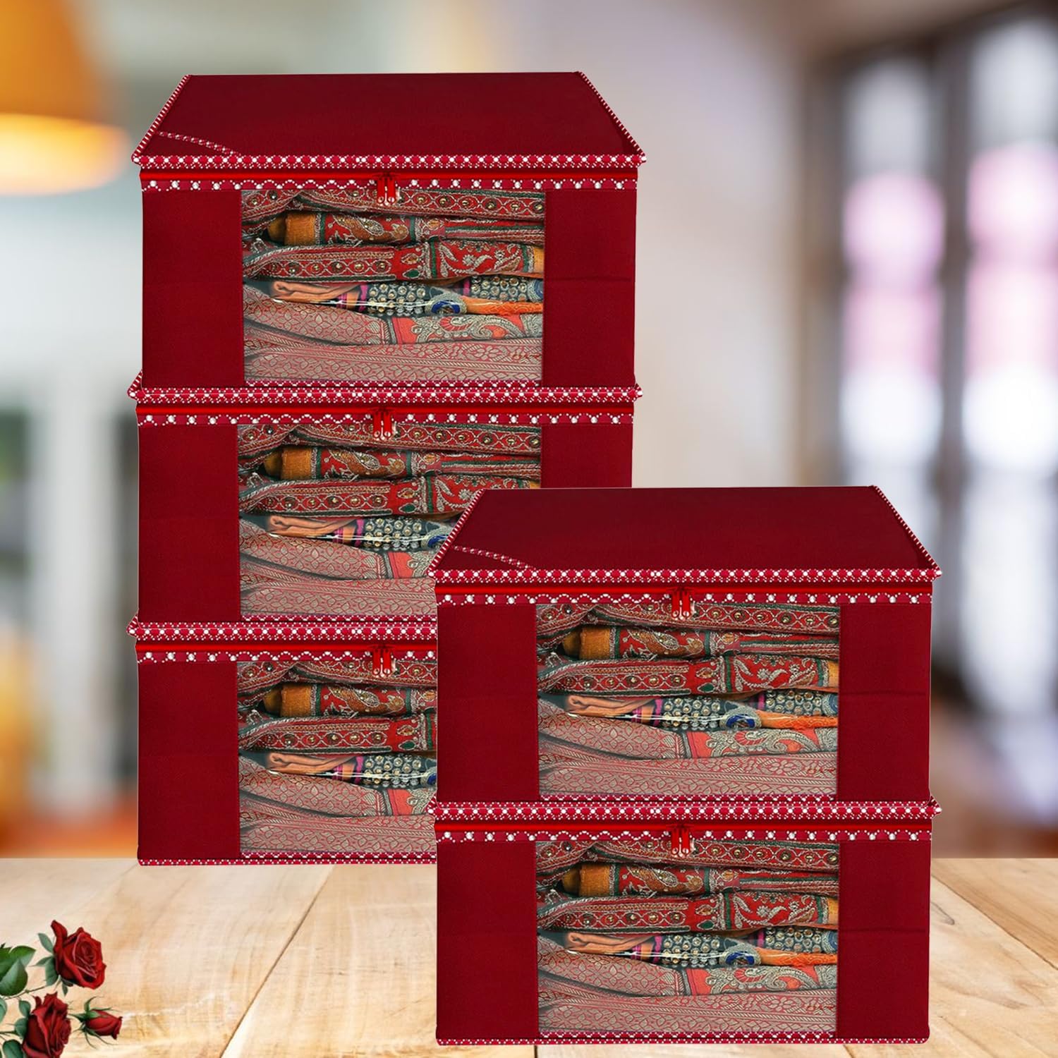 ANKIT INTERNATIONAL Organizer For Wardrobe (Pack Of 6) Storage Organizer For Saree | Shirts | Salwar Suit | Lehenga - Dress Organizer For Wardrobe - Saree Covers With Zip (MSC5554)