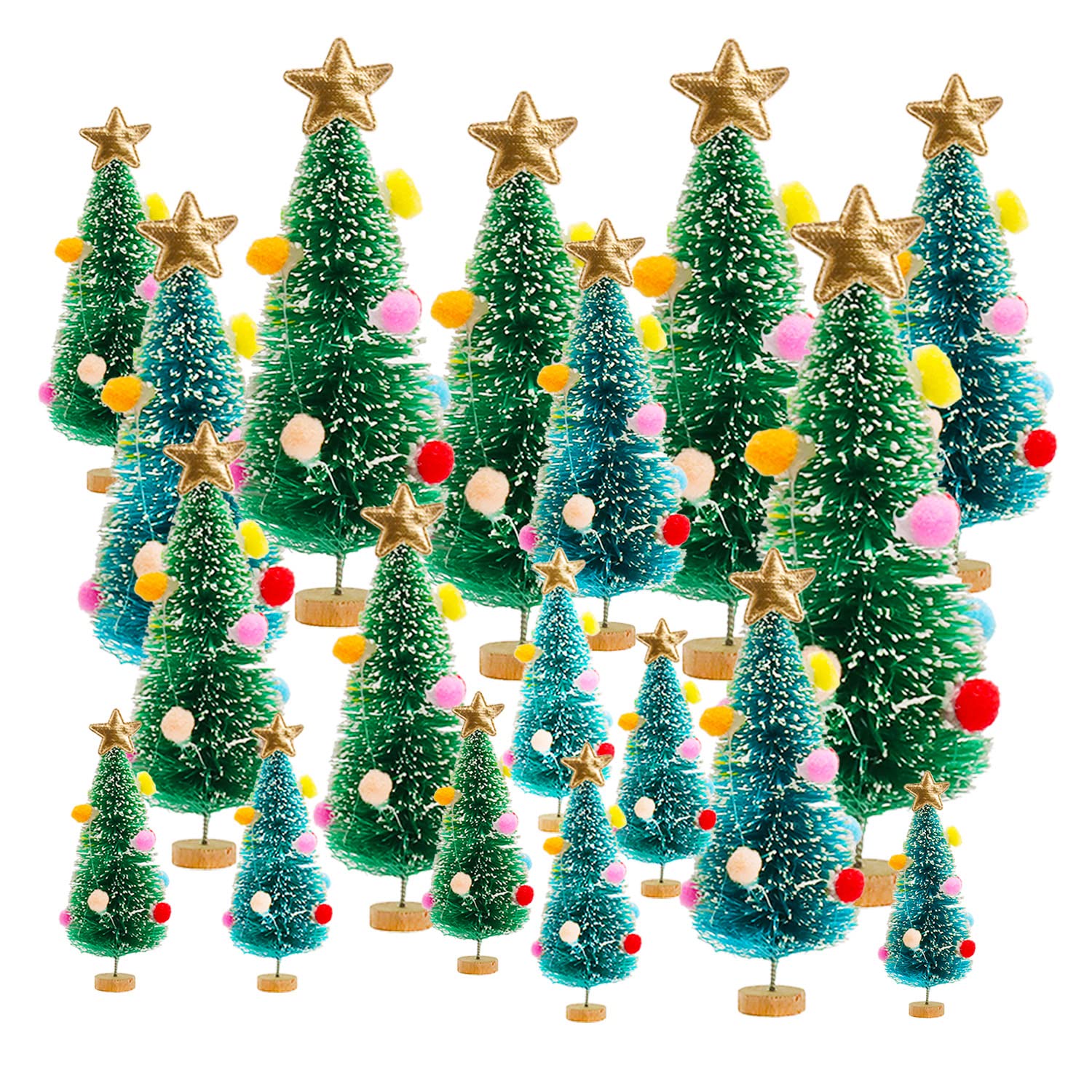 カラフルポンポンのミニクリスマスツリー