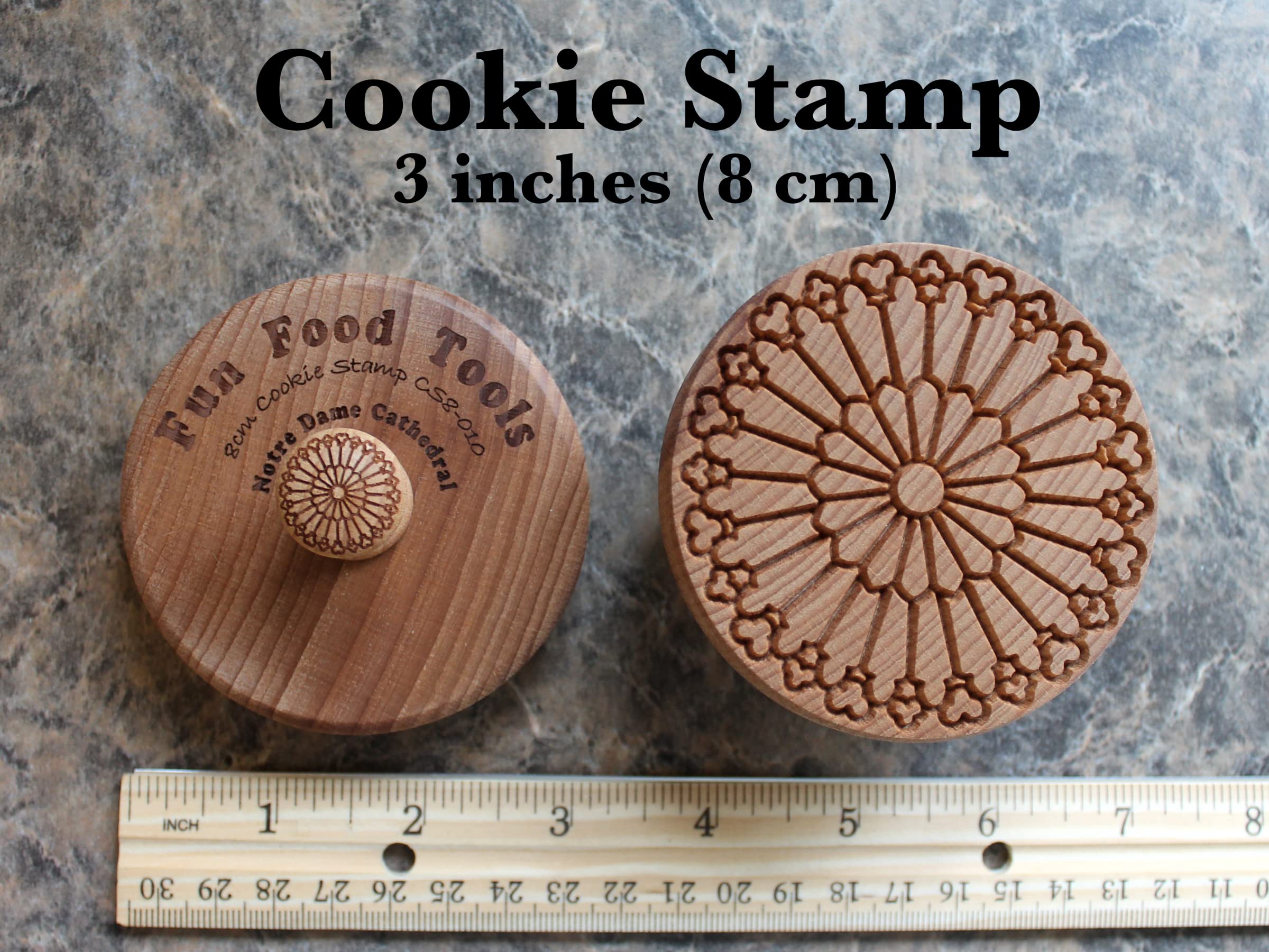 Sello grande para galletas de madera, 3 pulgadas (Catedral de Notre Dame en relieve CS8-010)