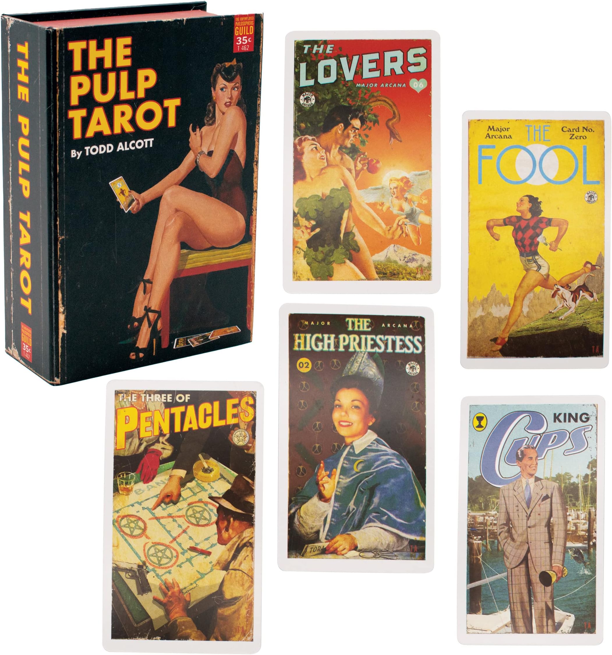 Pulp Magazines Themed Tarot Card Deck - With Characters From the History of Pulp Illustration - Boxed Set with 78 Cards
