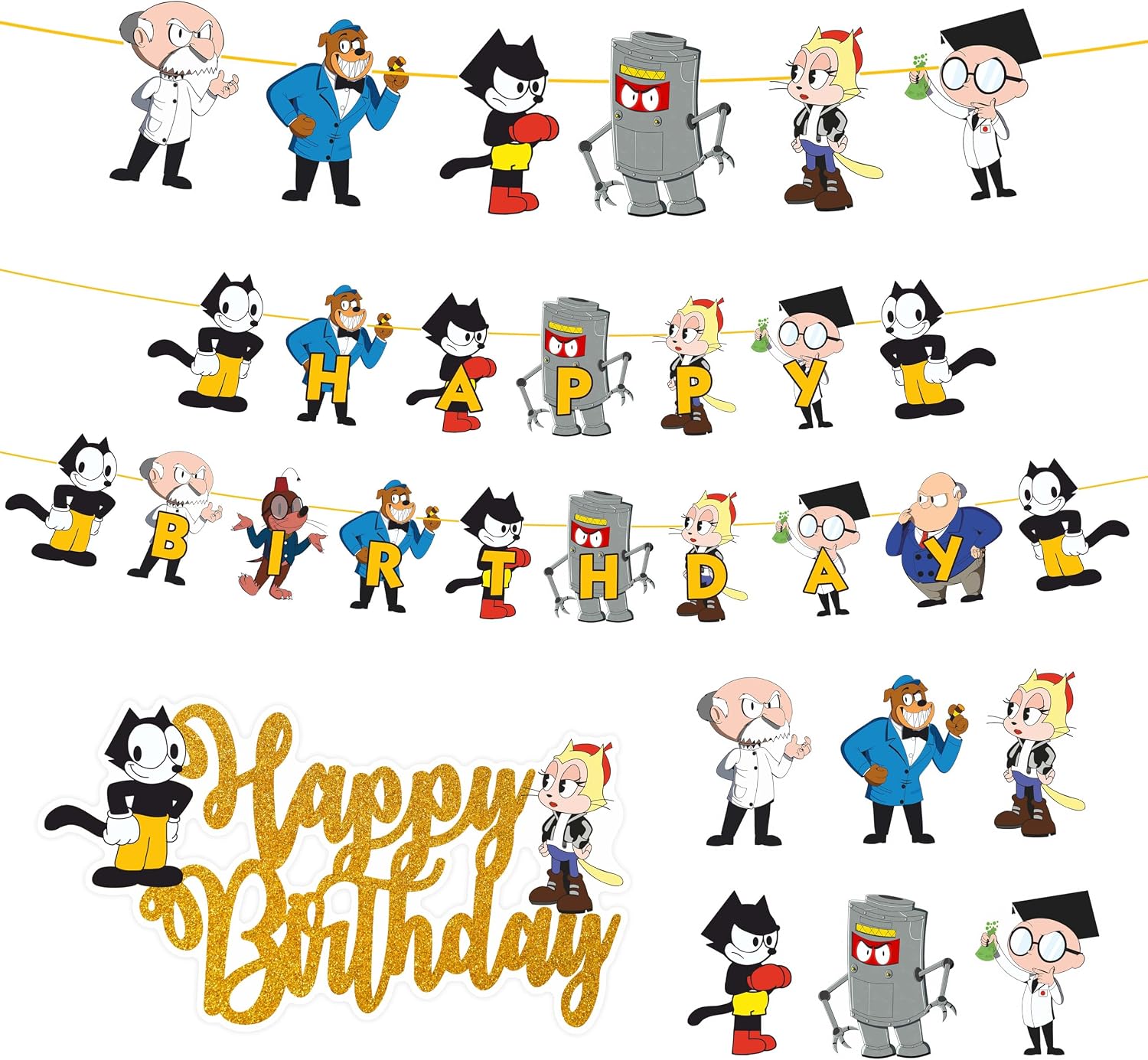Felx the Cat Theme Birthday Party Decoration – Classic Cartoon Cat Party Supplies for Birthday Celebration, Events & Home Décor – Perfect Banner, Table Décor, and Party Accessories for Theme Parties