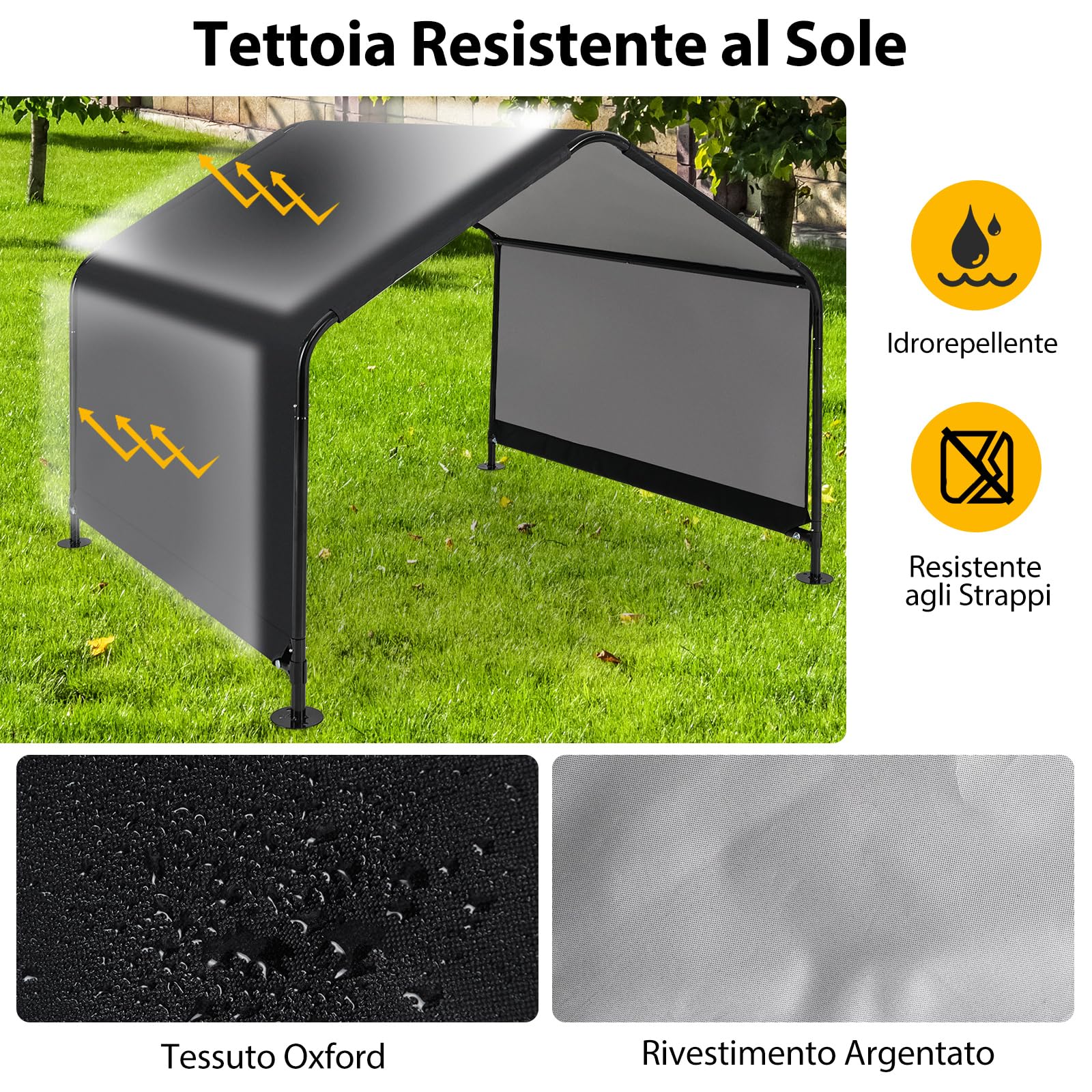 Tenda Esterna Per Cani Costway 129x124x108 Cm - Cuccia Con Tetto Impermeabile, Stabile Per Giardino