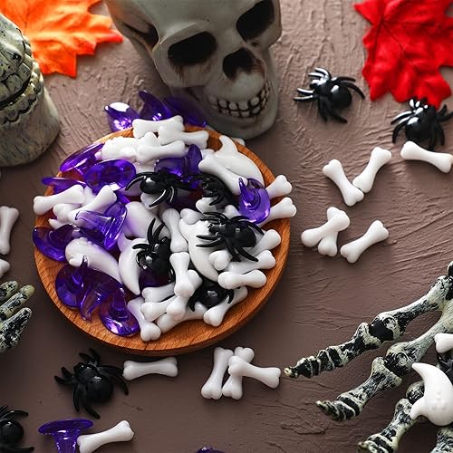 Miniatura 6 de 300 piezas de mini huesos de esqueleto de Halloween de plástico blanco falsos pequeños huesos humanos de las cavernas en miniatura para