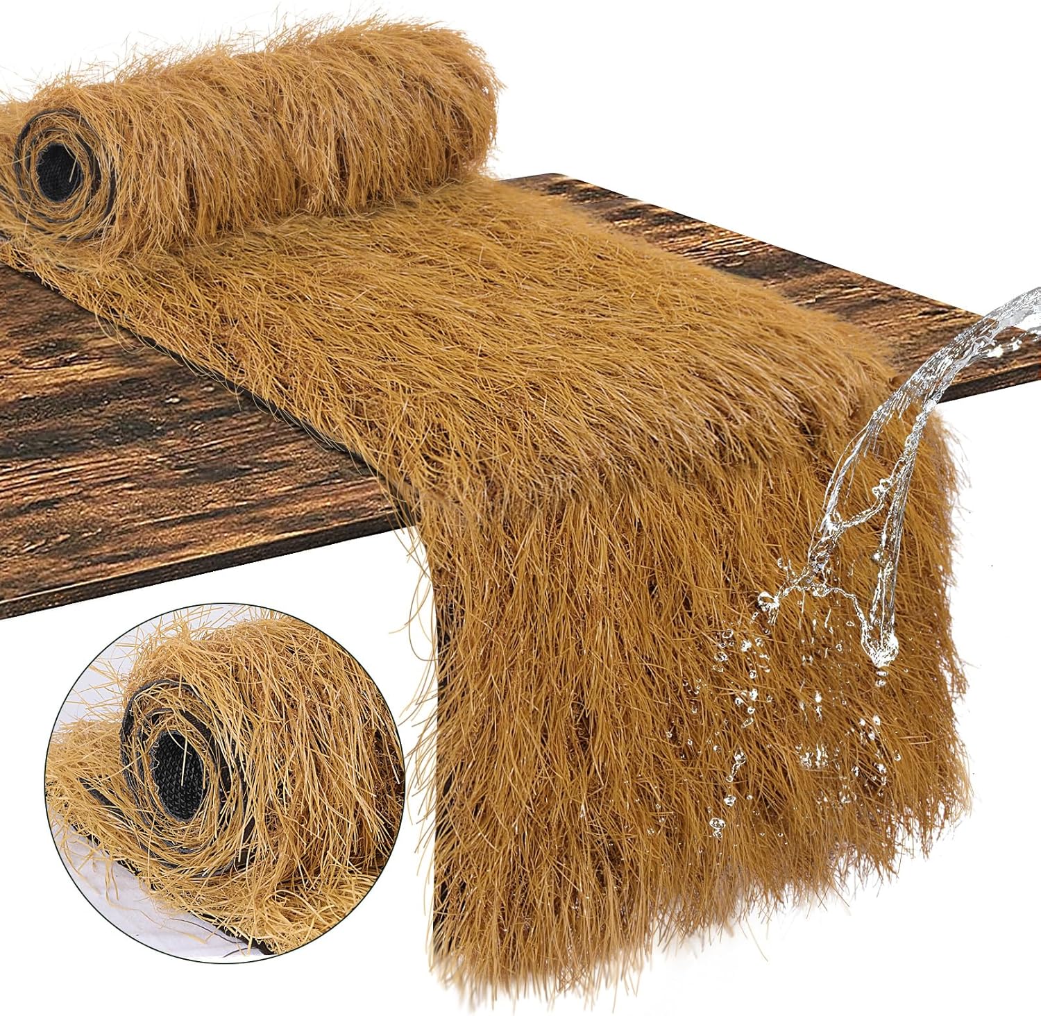 VIJIV Faux Grass Thatch Straw Table Runner Outdoor, 13" x 36" Fake Grass Hay Stacks Table Centerpieces Party Decorations for Modern Farmhouse, Western Themed Cowboy Decor, Home Rustic Decor