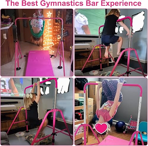 Miniatura 2 de RAVS Barras de gimnasia para el hogar de 8 a 12 años, barra de entrenamiento junior, barras horizontales plegables con altura ajustable, barra de
