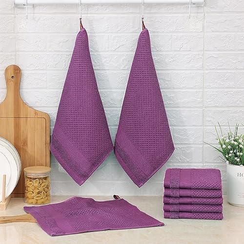 Miniatura 6 de Homaxy Paños de cocina 100% algodón, paquete de 8  12 x 12 pulgadas, tejido de gofre, muy suaves y absorbentes, paños de cocina de secado rápido,