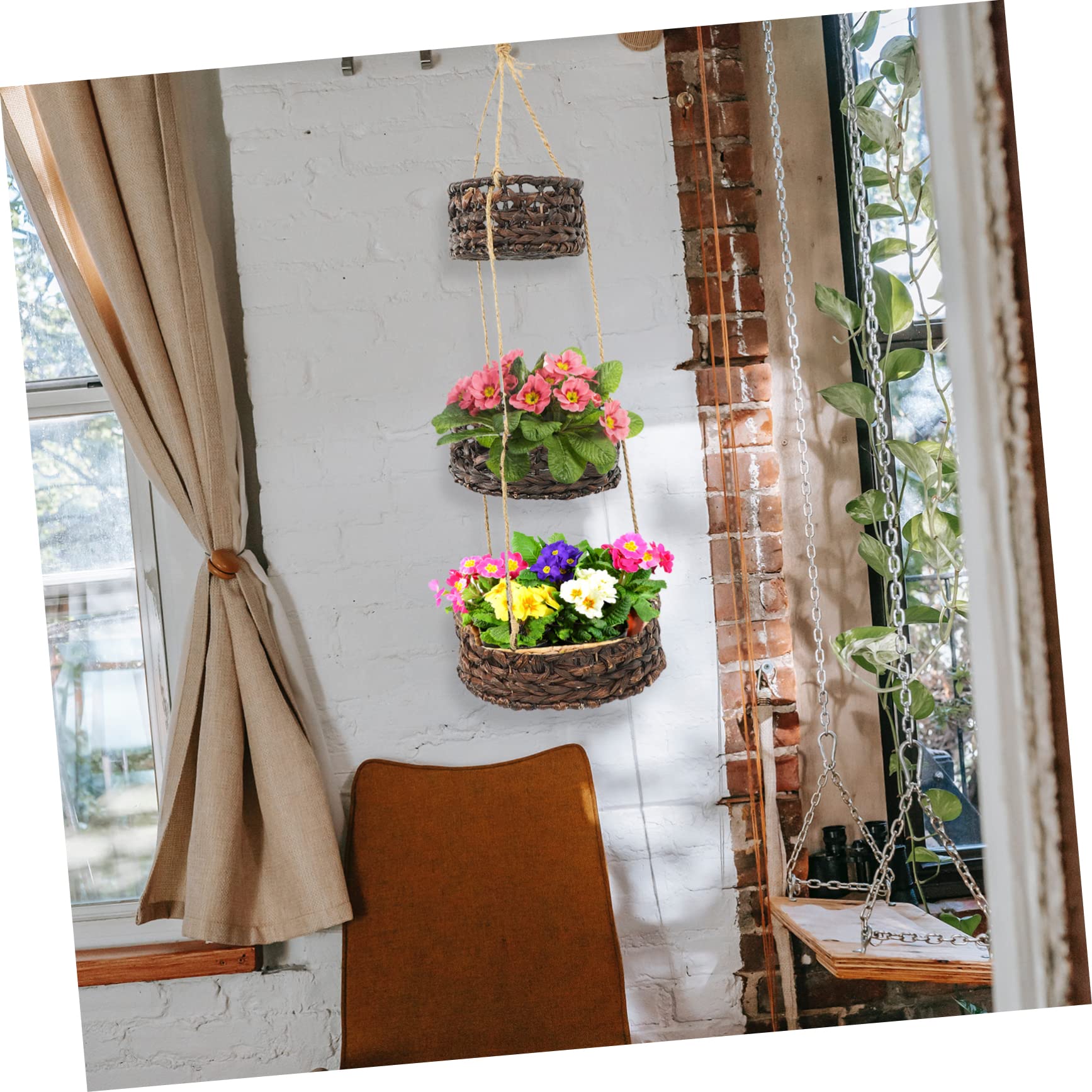 Cabilock Panier Tissé À La Main Grand Panier De Rangement Mural Suspendu pour Plantes Et Articles Divers