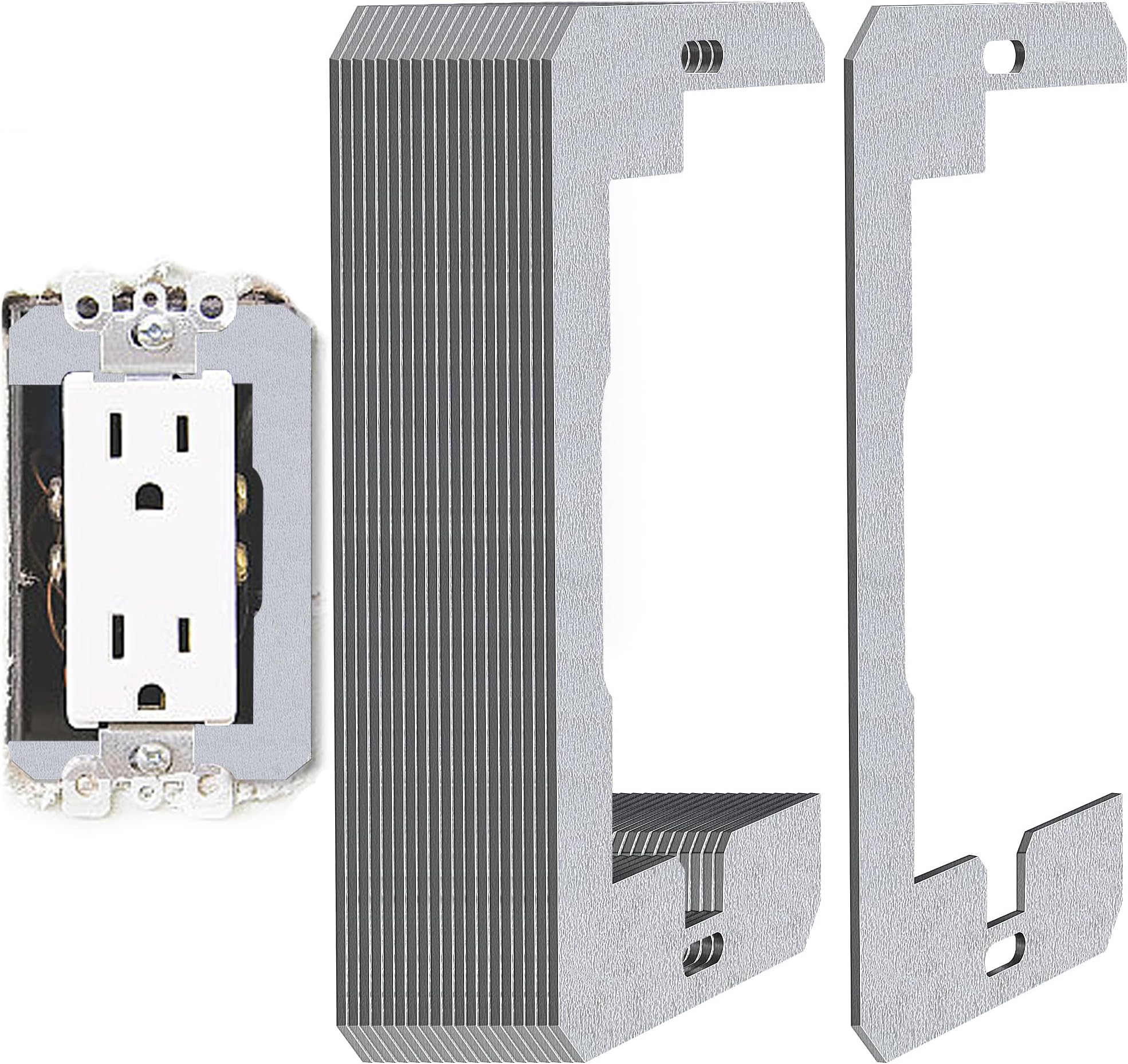 DECOHS 20 Pcs Wall Plate Spacer- Metal Flush Fit Device Leveling Plates- Receptacle Spacers Shims Leveler for Fixing Walls Electrical Outlet Electrical Boxes