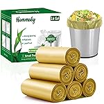 Hommaly 2.6 Gallon 240 pcs Small Golden Trash Bags, Strong Garbage Bags, Bathroom Gold Trash Can Bin Liners Unscented, Mini Plastic Bags for Office, Waste Basket Liner, Fit 6-10 Liters, 2-2.6 Gal