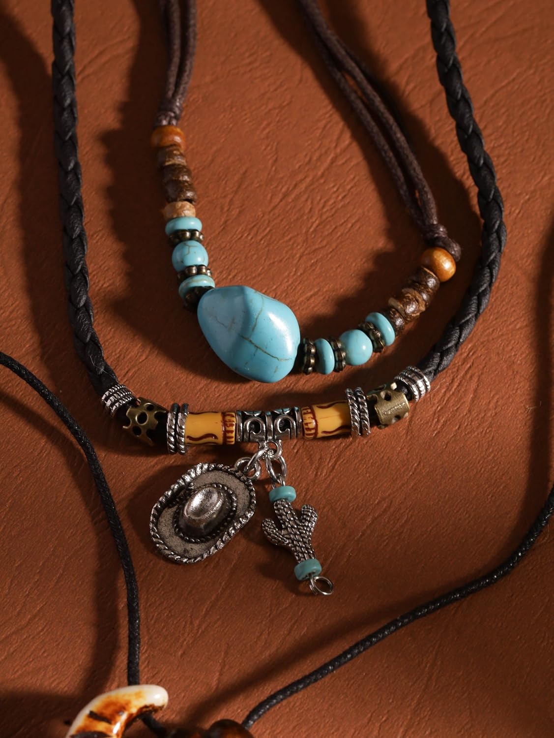 MINACHI Bohemian Retro Style Multi Layer Necklace, Green Crystal Sun and Floral Pendant, Ethnic Jewelry for Women - Image 6