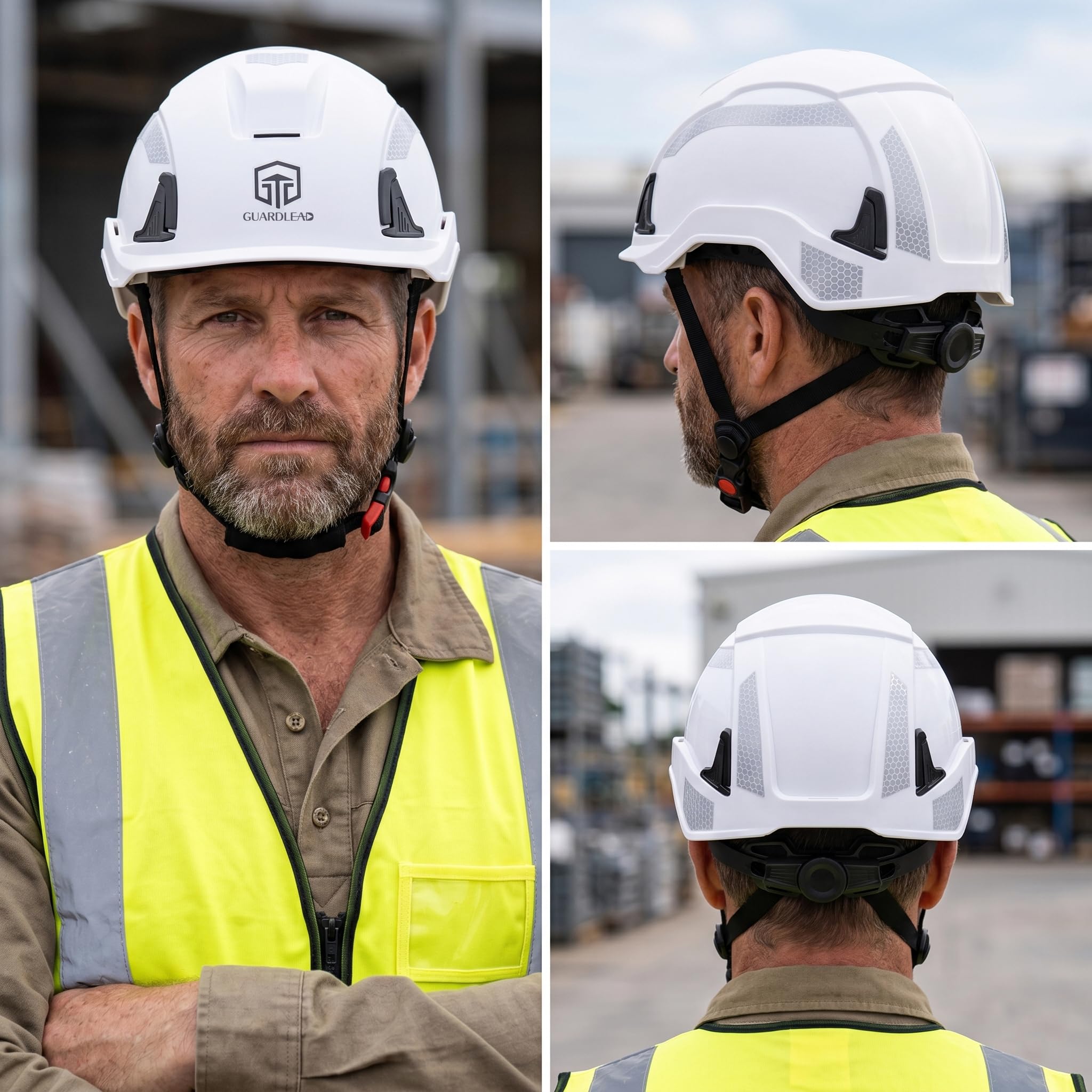 Casque de Chantier en 397& en 50365, Non Ventilé, Visière Courte | Doublure EPS anti-choc, Système d'accessoires modulaire, Isolation électrique, Hautement réfléchissant, Conception légère