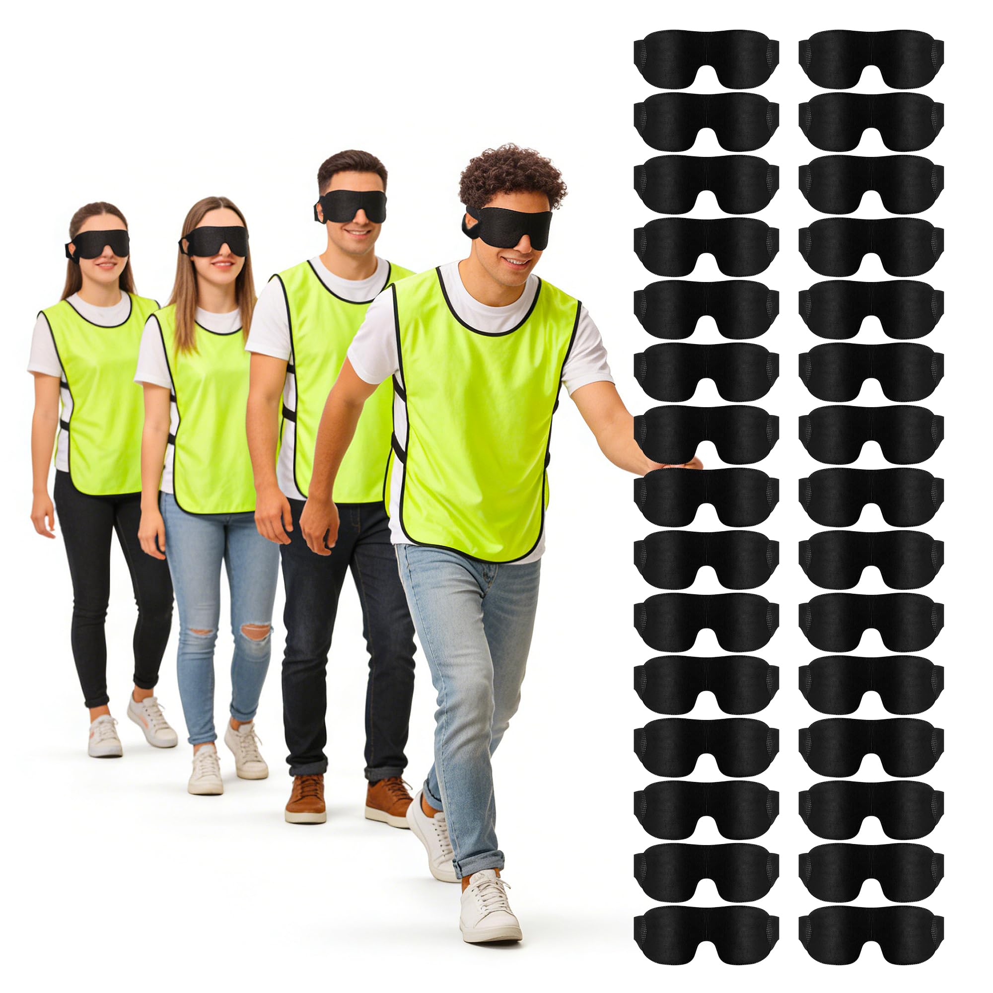 30 Pack Party Game Blindfolds, Disposable Blackout Sleep Masks Bulk for Men Women, Light Blocking Eye Mask for Team Building Adult Kids Activities Travel Sleeping