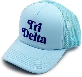 Sorority Shop Delta Delta Delta Baseball Cap - Mesh Trucker-Style Hat, Padded Front Panel and Snap Closure, Tri Delta Gifts for Women Blue