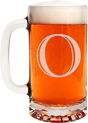 Miniatura 41 de Taza de cerveza de vidrio con monograma grabado de 16 onzas (letra T), regalos de cerveza personalizados de la A-Z para hombres, Día del Padre