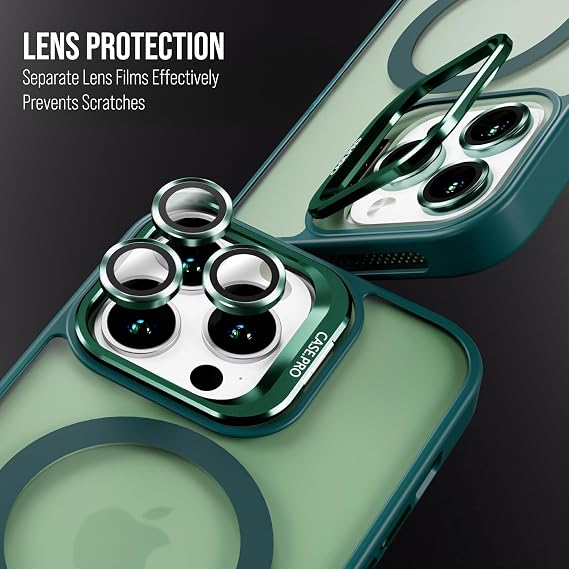 Case for iPhone from Babylon Camera Protected Matte Transparent Color Stand Case with Magsafe Wireless Charging Feature (Lens Gift) (Green, iPhone 13)