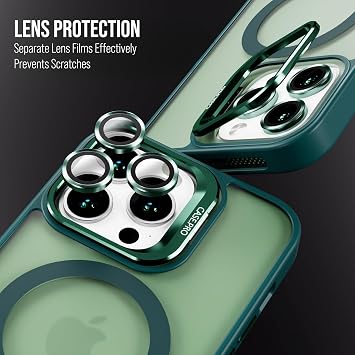 Case for iPhone from Babylon Camera Protected Matte Transparent Color Stand Case with Magsafe Wireless Charging Feature (Lens Gift) (Green, iPhone 13)