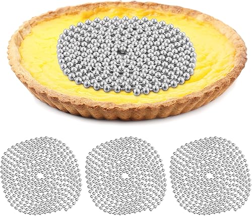 Tatuo 3 unidades de 10 pies de acero inoxidable para tartas de peso de tarta para hornear pasteles, pesos de corteza para masa, pan, galletas,