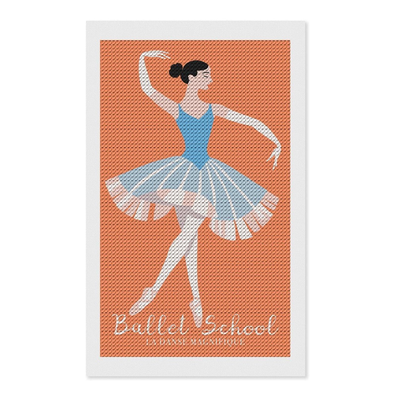 Junmoney Ballet School Diamond Painting Set 12"x20", Full Kit Included, Sparkling Round Gems, Farmhouse Decor, Festive Craft Gift